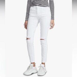 CURRENT ELLIOT Women’s Distressed White Distress Knees Skinny Jeans Size 31